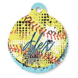 Softball Round Pet ID Tag - Large (Personalized)