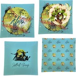 Softball Set of 4 Glass Square Lunch / Dinner Plate 9.5" (Personalized)