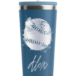 Softball RTIC Everyday Tumbler with Straw - 28oz - Steel Blue - Double-Sided (Personalized)