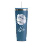 Softball RTIC Everyday Tumbler with Straw - 28oz - Steel Blue - Double-Sided (Personalized)