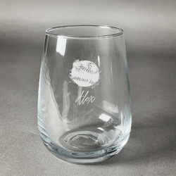 Softball Stemless Wine Glass - Engraved (Personalized)
