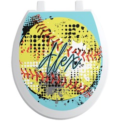 Softball Toilet Seat Decal - Round (Personalized)