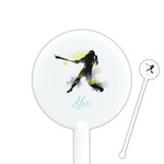 Softball 5.5" Round Plastic Stir Sticks - White - Double Sided (Personalized)