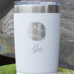 Softball 20 oz Stainless Steel Tumbler - White - Double Sided (Personalized)