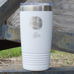 Softball 20 oz Stainless Steel Tumbler - White - Single Sided (Personalized)