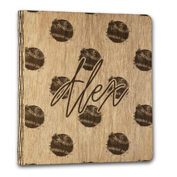 Softball Wood 3-Ring Binder - 1" Letter Size (Personalized)