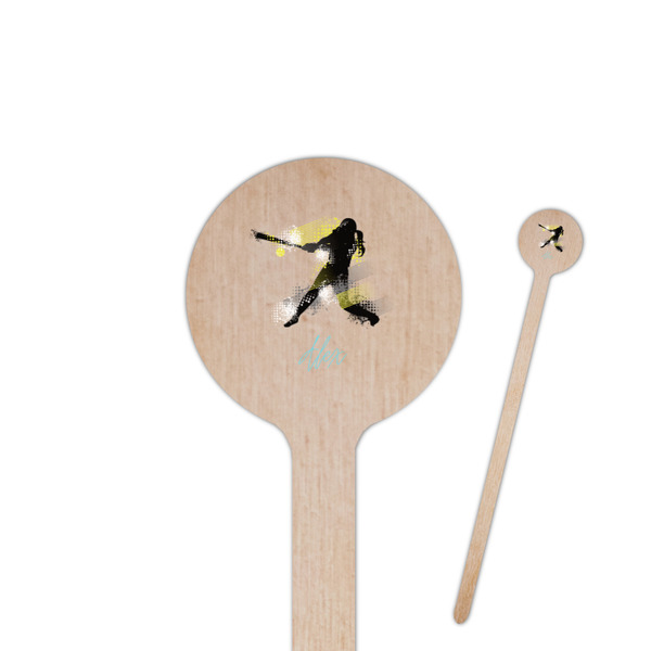 Custom Softball 7.5" Round Wooden Stir Sticks - Double Sided (Personalized)