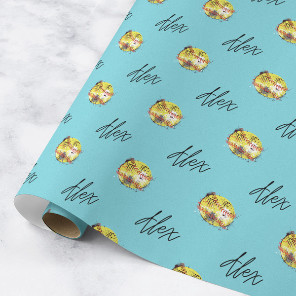 Custom Softball Wrapping Paper Roll - Medium - Matte (Personalized)