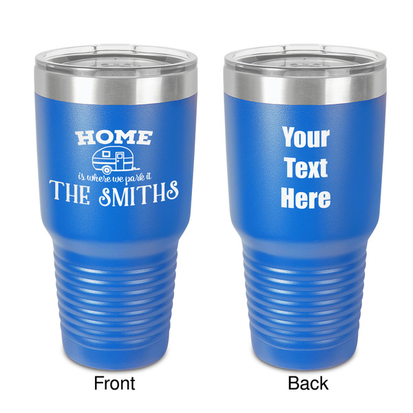 Custom Camper 30 oz Stainless Steel Tumbler - Royal Blue - Double-Sided (Personalized)