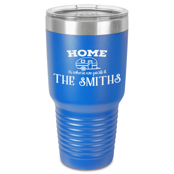 Custom Camper 30 oz Stainless Steel Tumbler - Royal Blue - Single-Sided (Personalized)