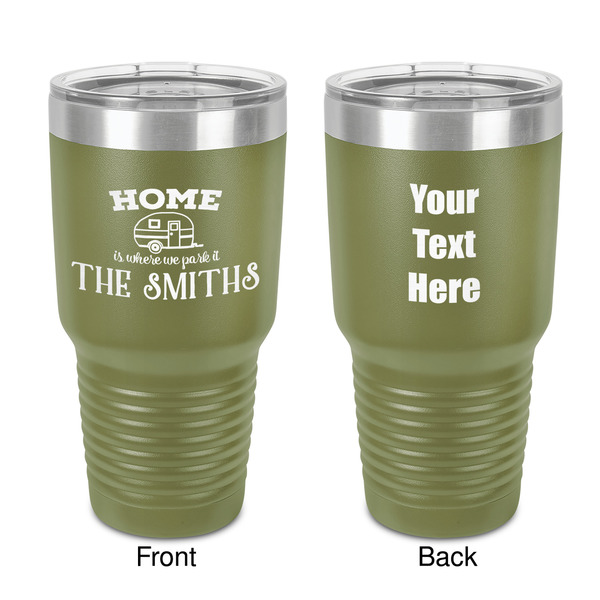 Custom Camper 30 oz Stainless Steel Tumbler - Olive - Double-Sided (Personalized)