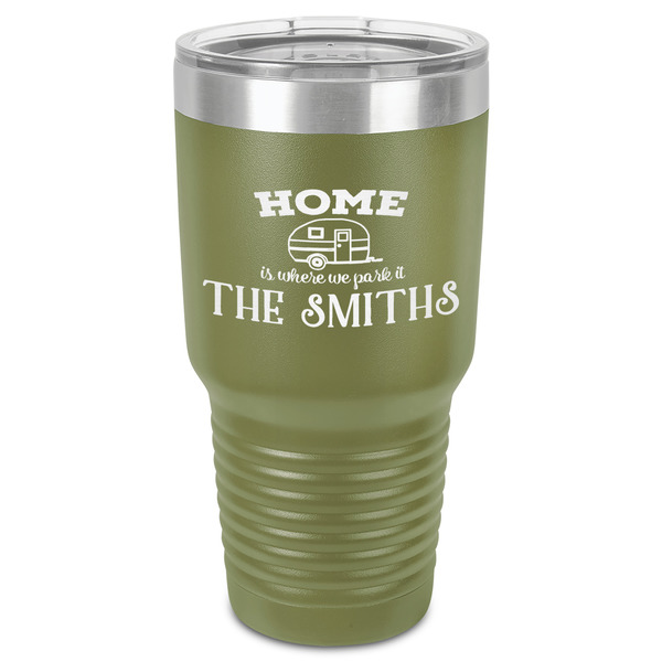 Custom Camper 30 oz Stainless Steel Tumbler - Olive - Single-Sided (Personalized)