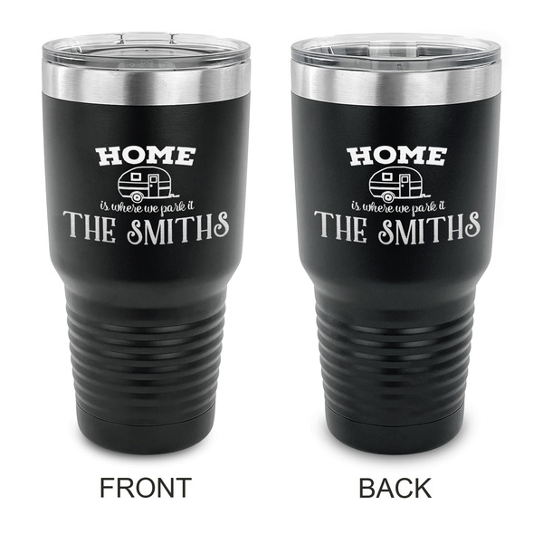 Custom Camper 30 oz Stainless Steel Tumbler - Black - Double Sided (Personalized)