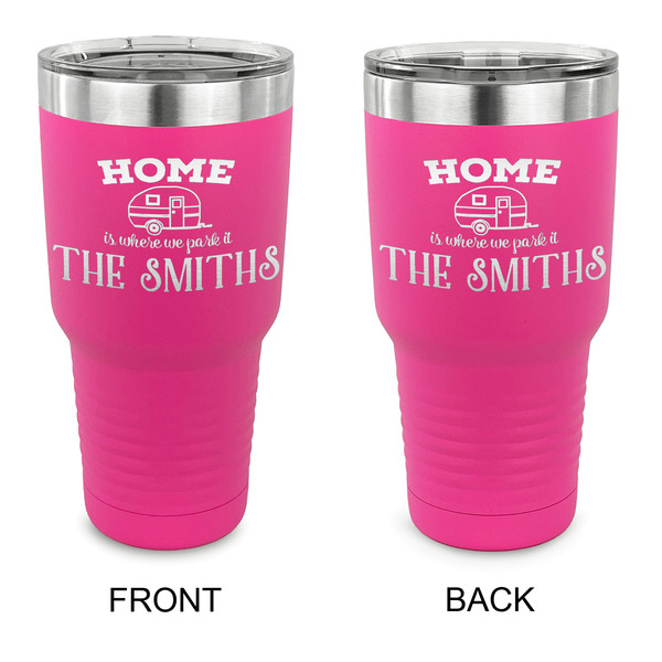 Custom Camper 30 oz Stainless Steel Tumbler - Pink - Double Sided (Personalized)