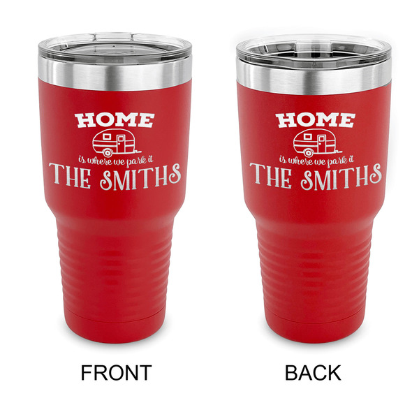 Custom Camper 30 oz Stainless Steel Tumbler - Red - Double Sided (Personalized)