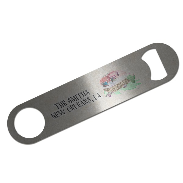 Custom Camper Bar Bottle Opener - Silver w/ Name or Text