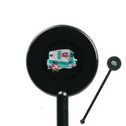 Camper 5.5" Round Plastic Stir Sticks - Black - Single Sided (Personalized)