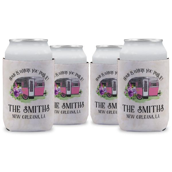 Custom Camper Can Cooler (12 oz) - Set of 4 w/ Name or Text