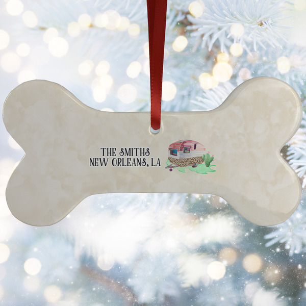 Custom Camper Ceramic Dog Ornament w/ Name or Text