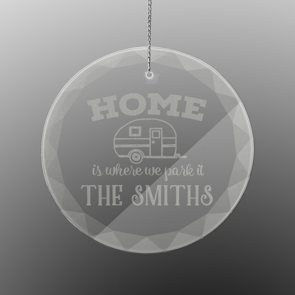 Custom Camper Engraved Glass Ornament - Round (Personalized)