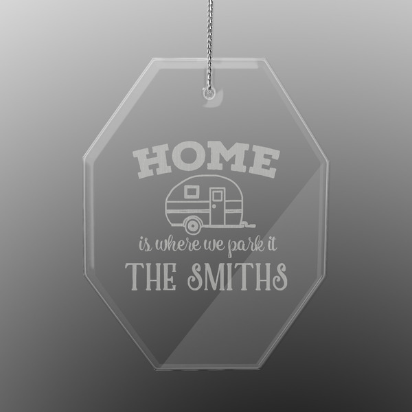 Custom Camper Engraved Glass Ornament - Octagon (Personalized)