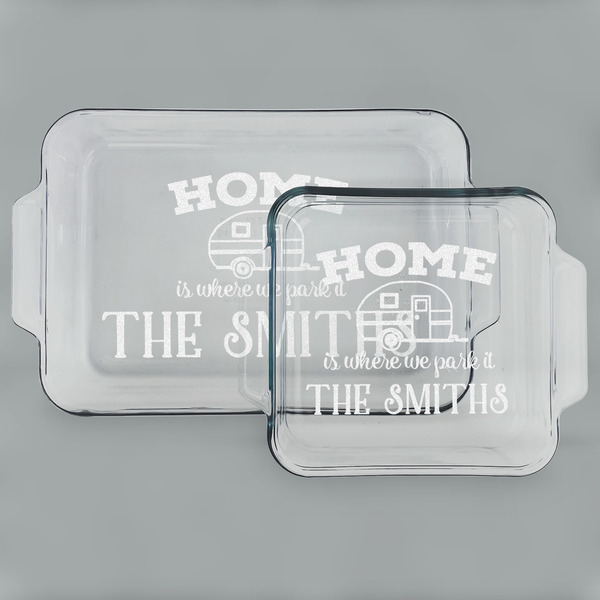 Custom Camper Set of Glass Baking & Cake Dish - 13in x 9in & 8in x 8in (Personalized)