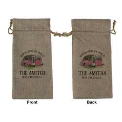 Camper Large Burlap Gift Bag - Front & Back (Personalized)