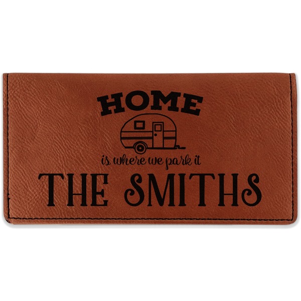 Custom Camper Leatherette Checkbook Holder - Double Sided (Personalized)