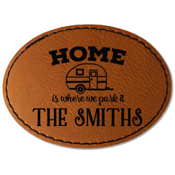 Camper Faux Leather Iron On Patch - Oval (Personalized)