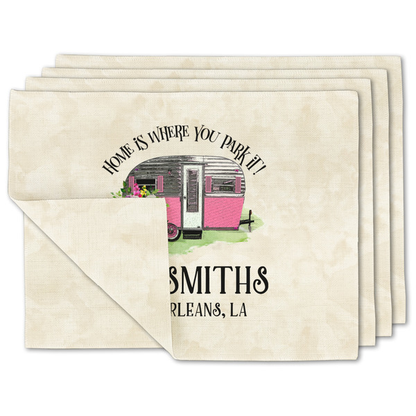 Custom Camper Double-Sided Linen Placemat - Set of 4 w/ Name or Text