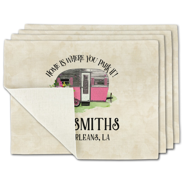 Custom Camper Single-Sided Linen Placemat - Set of 4 w/ Name or Text