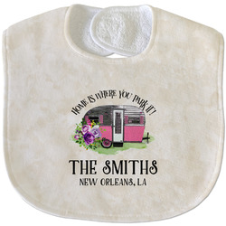 Camper Velour Baby Bib w/ Name or Text