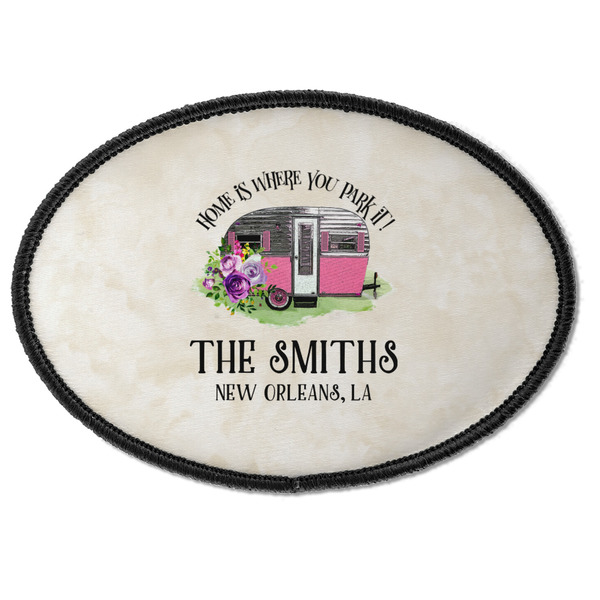 Custom Camper Iron On Oval Patch w/ Name or Text