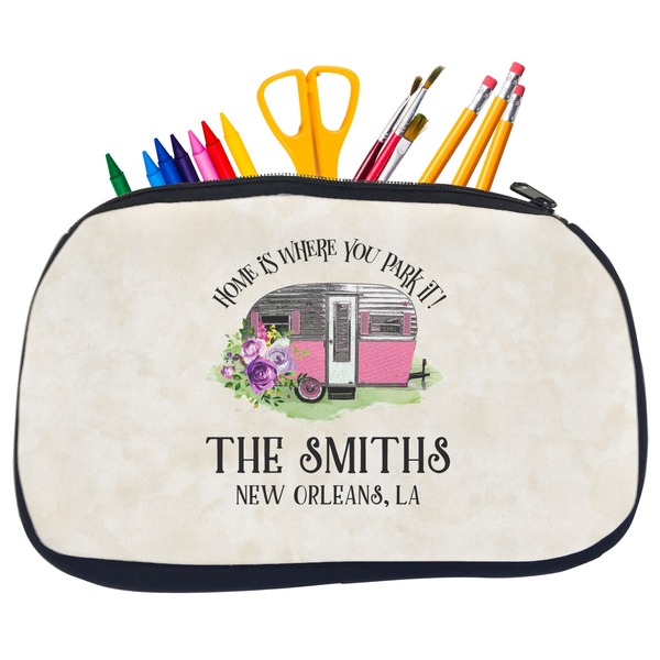 Custom Camper Neoprene Pencil Case - Medium w/ Name or Text