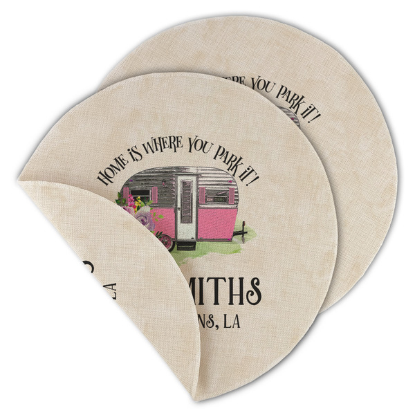 Custom Camper Round Linen Placemat - Double Sided (Personalized)