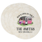 Camper Round Paper Coasters w/ Name or Text