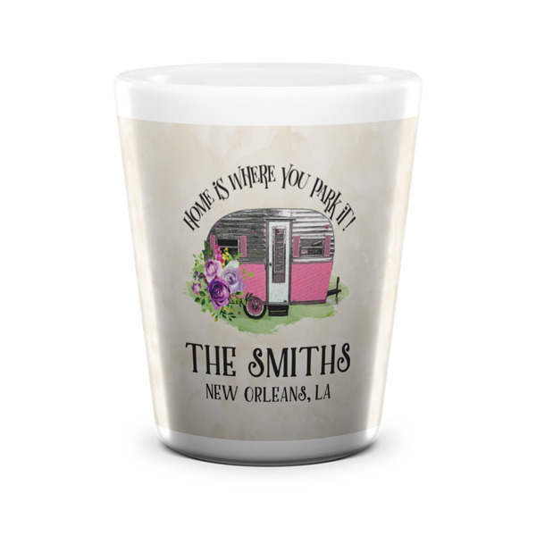 Custom Camper Ceramic Shot Glass - 1.5 oz - White - Set of 4 (Personalized)