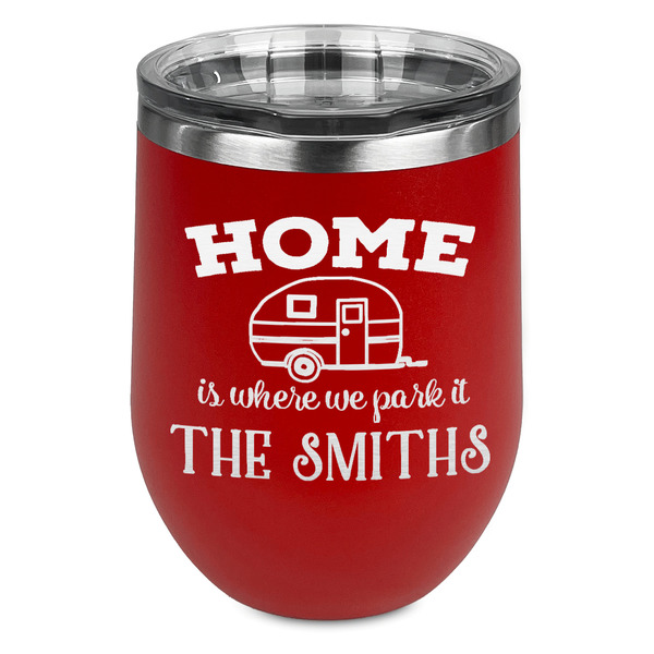 Custom Camper Stemless Stainless Steel Wine Tumbler - Red - Double Sided (Personalized)