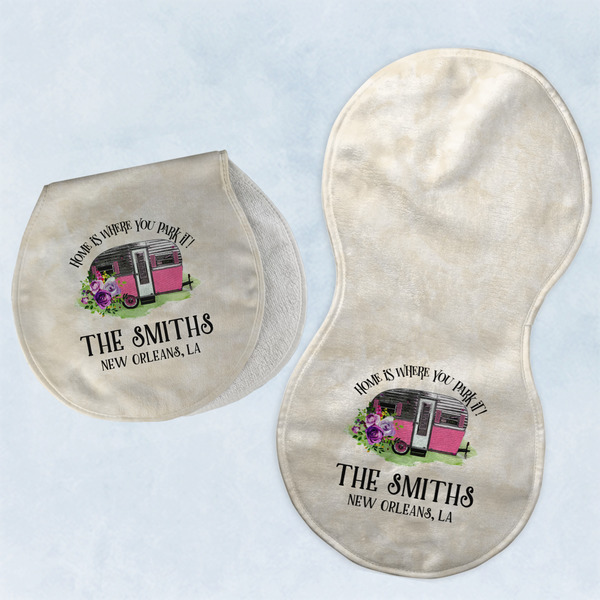 Custom Camper Burp Pads - Velour - Set of 2 w/ Name or Text