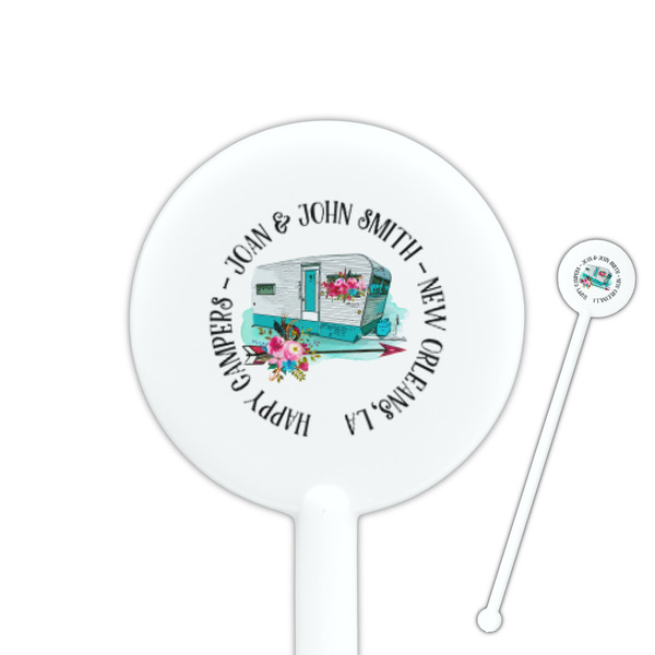 Custom Camper 5.5" Round Plastic Stir Sticks - White - Double Sided (Personalized)