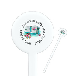 Camper 7" Round Plastic Stir Sticks - White - Double Sided (Personalized)