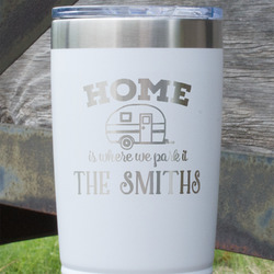 Camper 20 oz Stainless Steel Tumbler - White - Double Sided (Personalized)