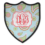 Blue Paisley Iron On Shield Patch B w/ Monogram