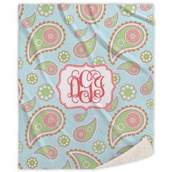 Blue Paisley Sherpa Throw Blanket - 60"x80" (Personalized)