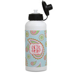 Blue Paisley Water Bottles - Aluminum - 20 oz - White (Personalized)