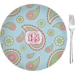 Blue Paisley Glass Appetizer / Dessert Plate 8" (Personalized)