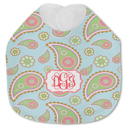 Blue Paisley Jersey Knit Baby Bib w/ Monogram