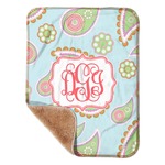 Blue Paisley Sherpa Baby Blanket - 30" x 40" w/ Monograms