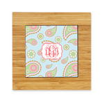 Blue Paisley Bamboo Trivet with Ceramic Tile Insert (Personalized)