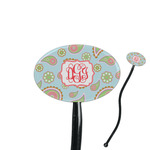 Blue Paisley 7" Oval Plastic Stir Sticks - Black - Single Sided (Personalized)